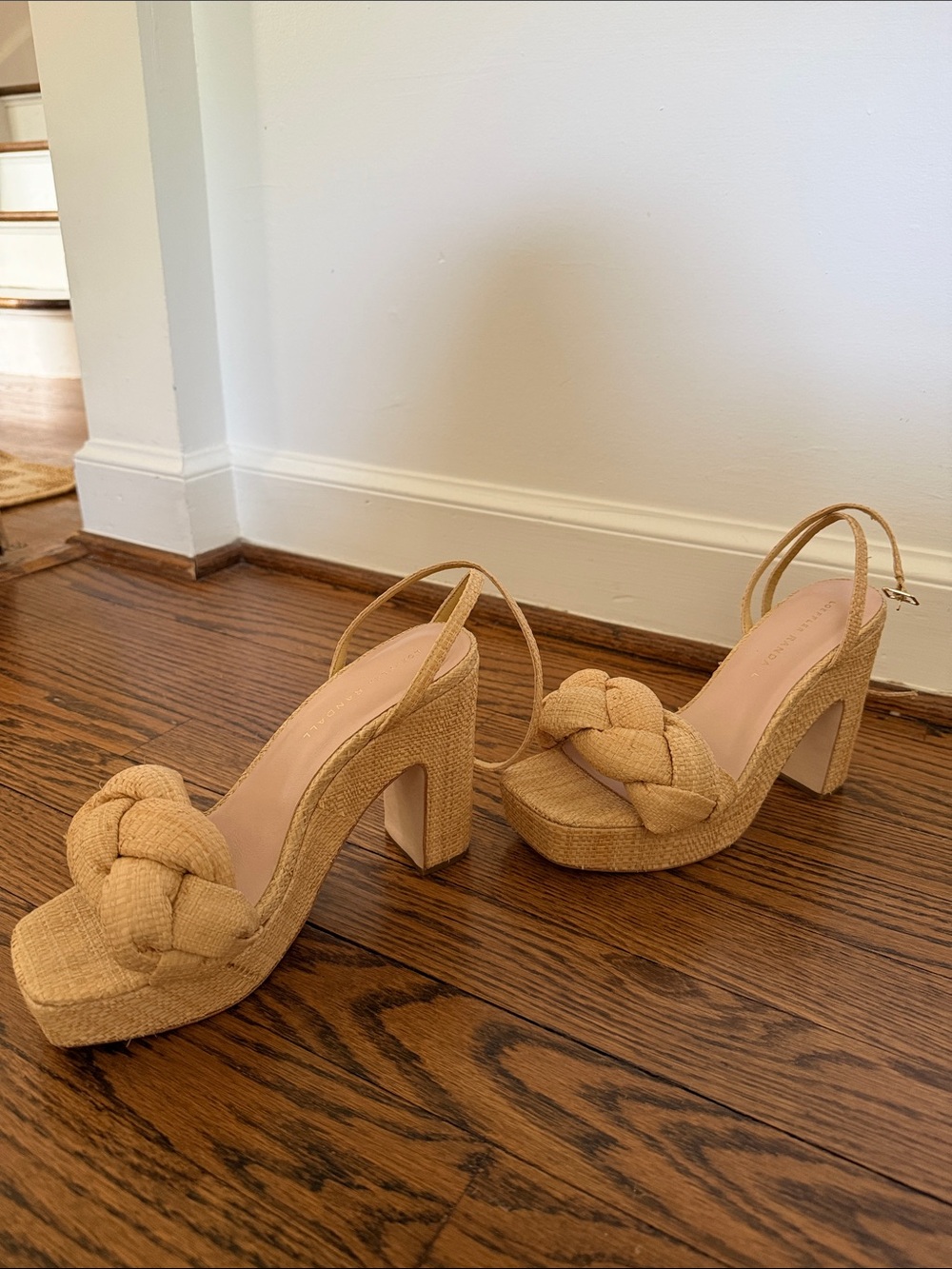 Loeffler Randall Braided Raffia Platform Sandals in Tan - Picture 3 of 5